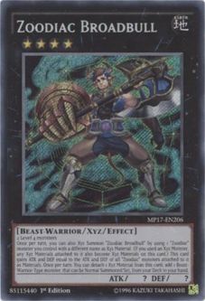 Yu-Gi-Oh Card - MP17-EN206 - ZOODIAC BROADBULL (secret rare holo)
