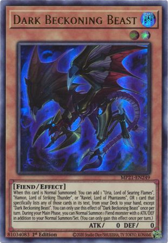 Yu-Gi-Oh Card - MP21-EN249 - DARK BECKONING BEAST (ultra rare holo)