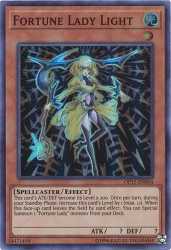 Yu-Gi-Oh Card - OP11-EN004 - FORTUNE LADY LIGHT (super rare holo):  BBToyStore.com - Toys, Plush, Trading Cards, Action Figures & Games online  retail store shop sale