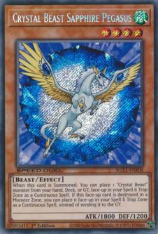 Yu-Gi-Oh Card - SGX1-ENF08 - CRYSTAL BEAST SAPPHIRE PEGASUS (secret rare holo)