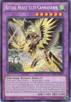 Yu-Gi-Oh Card - THSF-EN030 - RITUAL BEAST ULTI-CANNAHAWK (secret rare holo)