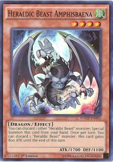 Yu-Gi-Oh Card - WSUP-EN003 - HERALDIC BEAST AMPHISBAENA (super rare holo)