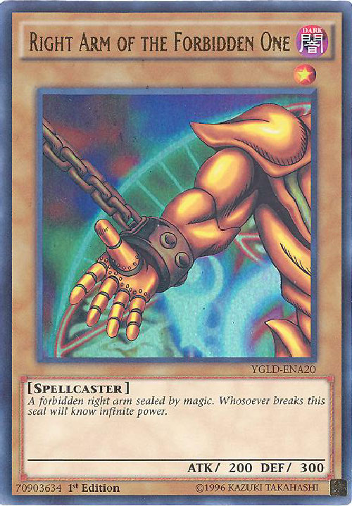 Yu-Gi-Oh Card - YGLD-ENA20 - RIGHT ARM OF THE FORBIDDEN ONE (ultra rare holo)