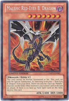 Yu-Gi-Oh Card - YMP1-EN001 - MALEFIC RED-EYES B. DRAGON (secret rare holo)