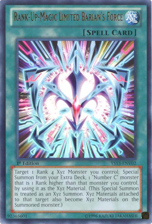 Yu-Gi-Oh Card - YS13-ENV02 - RANK-UP-MAGIC LIMITED BARIAN'S FORCE (ultra rare holo)