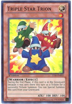 Yu-Gi-Oh Card - ZTIN-EN019 - TRIPLE STAR TRION (super rare holo)